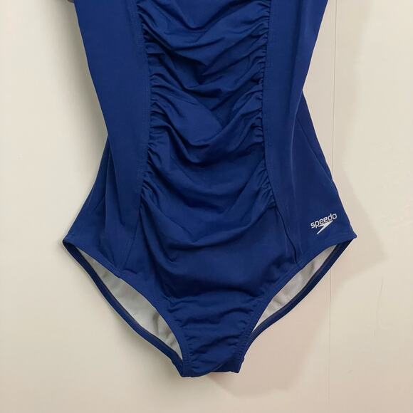Speedo 12 Endurance one piece swimsuit royal blue ruched solid coconutgirl - Picture 3 of 9